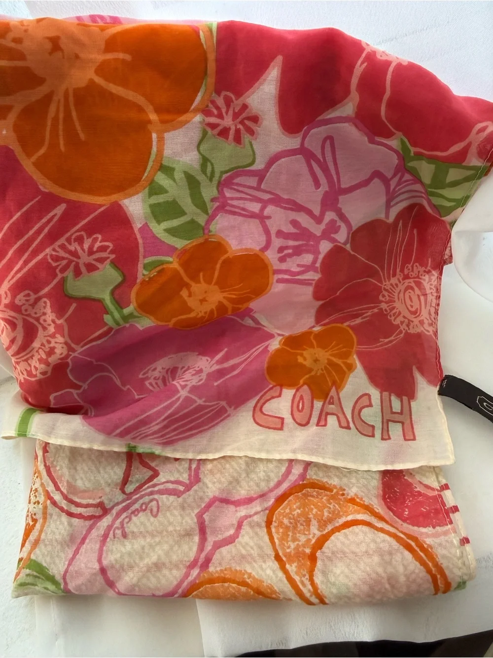 Vintage Coach Poppy Scribble Signature Scarf